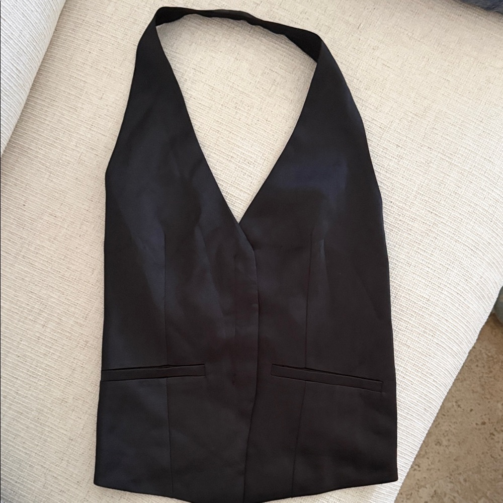 Zara Elegant Black Vest Top with open back